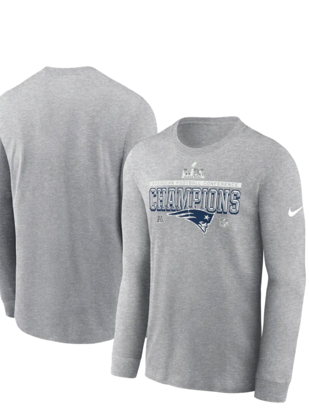 Nike Heather Gray New England Patriots 2025 AFC Champions Locker Room XXL new